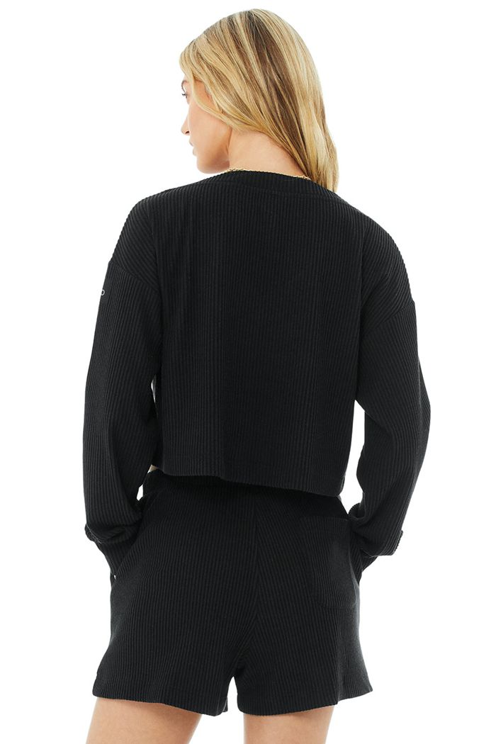 Pullover Alo Yoga Muse V-Neck Mujer Negros | 139047ELJ