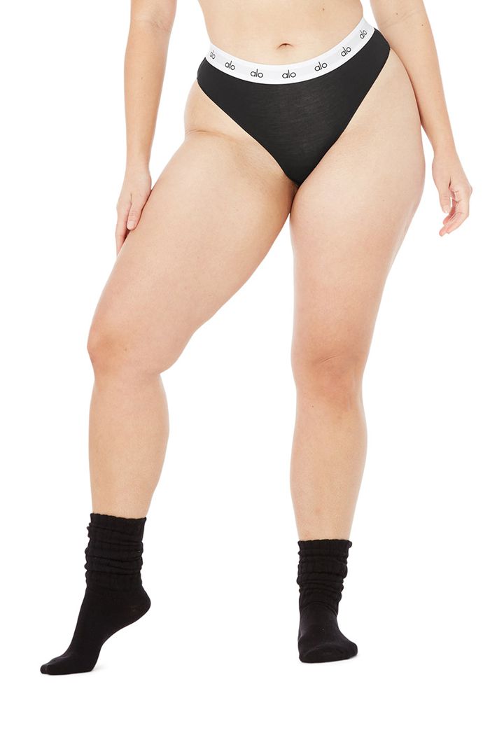 Ropa Interior Alo Yoga Icon Cheeky Mujer Negros | 037692PJU
