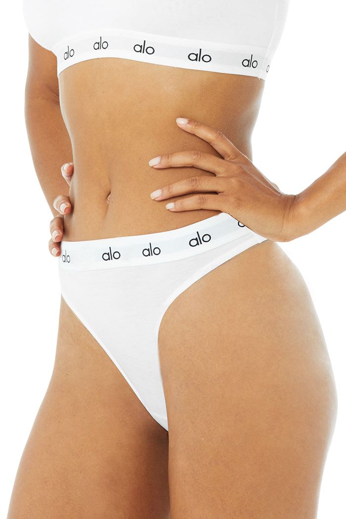 Ropa Interior Alo Yoga Icon High-Cut Tanga Mujer Blancos | 273940GFV