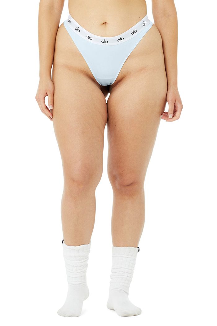 Ropa Interior Alo Yoga Icon High-Cut Tanga Mujer Azules | 413906JBK