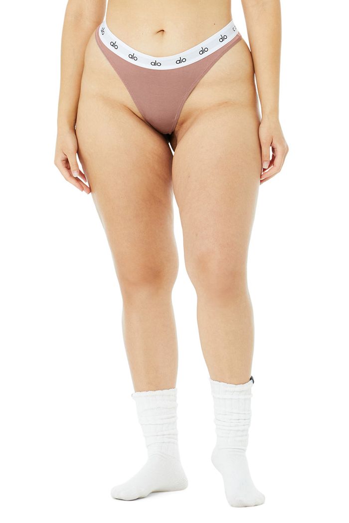 Ropa Interior Alo Yoga Icon High-Cut Tanga Mujer Rojos Oscuro | 491358GUM