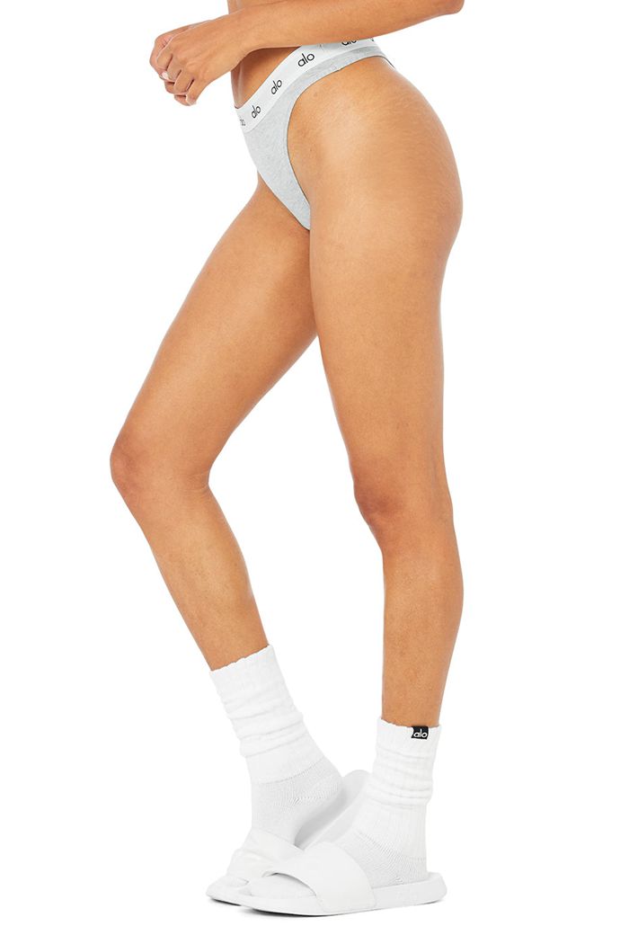 Ropa Interior Alo Yoga Icon High-Cut Tanga Mujer Grises | 613502XYN