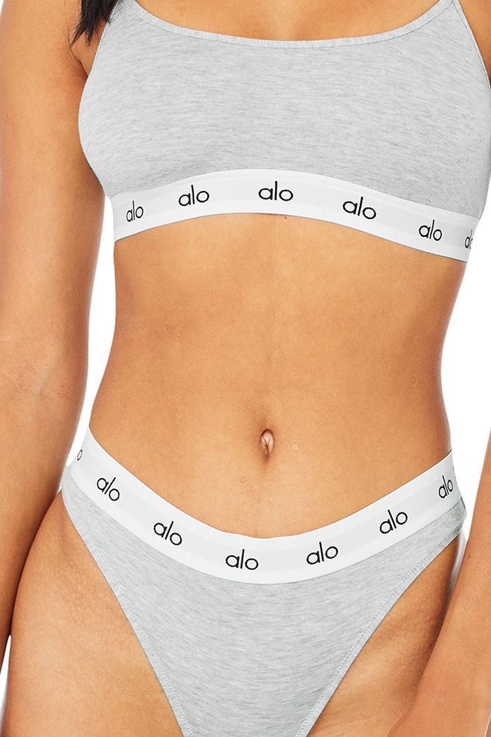 Ropa Interior Alo Yoga Icon High-Cut Tanga Mujer Grises | 613502XYN