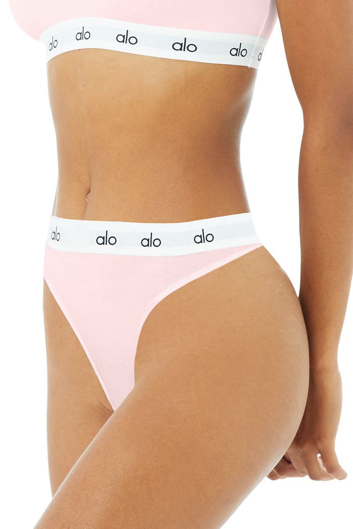 Ropa Interior Alo Yoga Icon High-Cut Tanga Mujer Rosas | 870623PYO