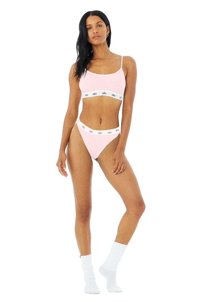 Ropa Interior Alo Yoga Icon High-Cut Tanga Mujer Rosas | 870623PYO