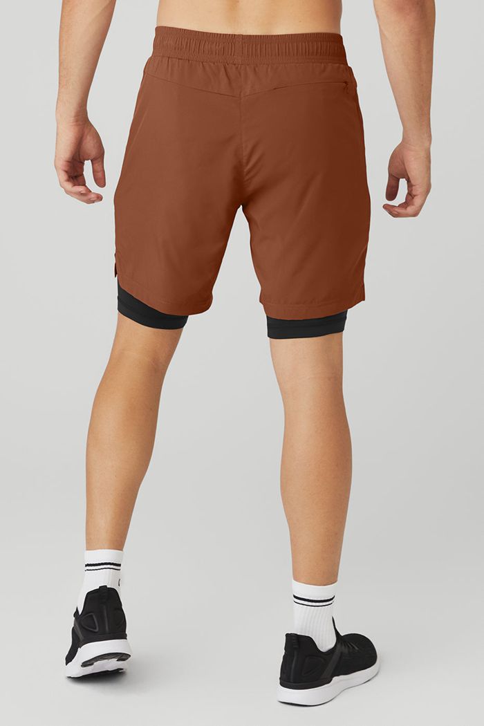 Short Alo Yoga 7'' Unity 2 In 1 Hombre Rojos Negros | 039472WXA