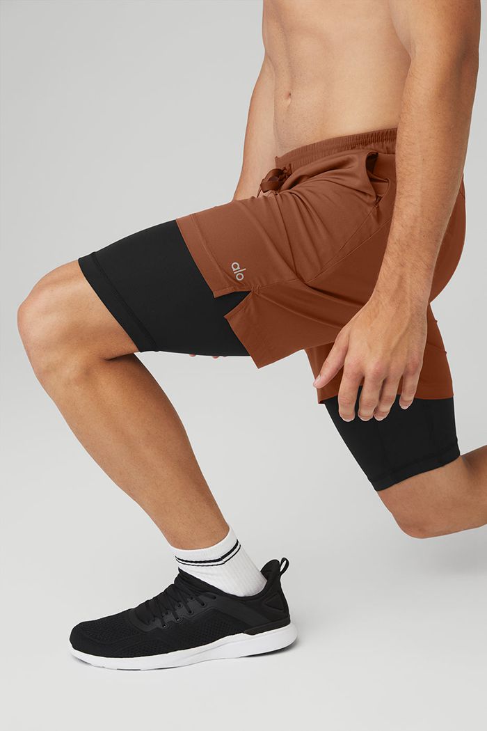 Short Alo Yoga 7'' Unity 2 In 1 Hombre Rojos Negros | 039472WXA