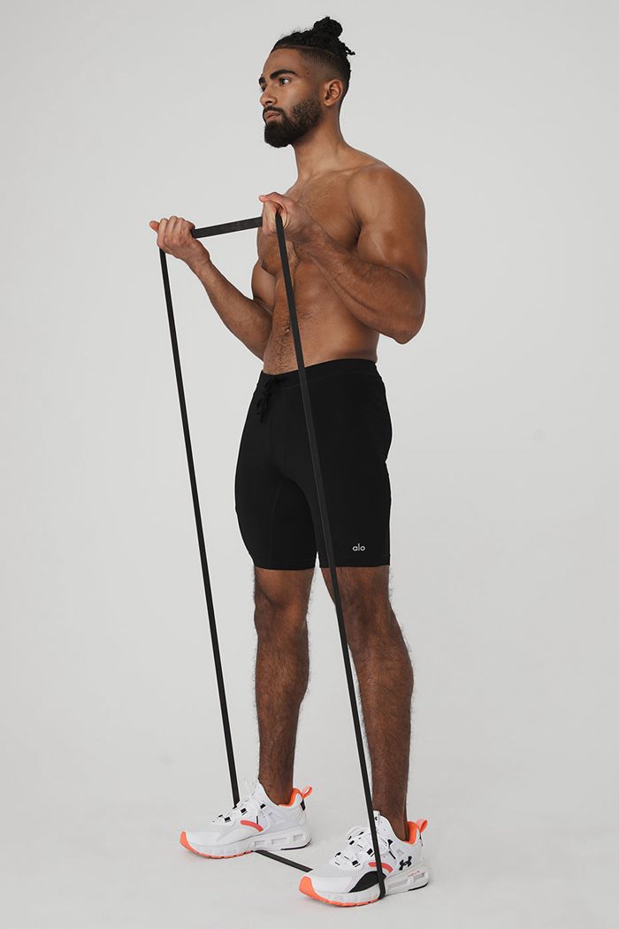 Short Alo Yoga 9 Warrior Compression Hombre Negros | 096413UXL