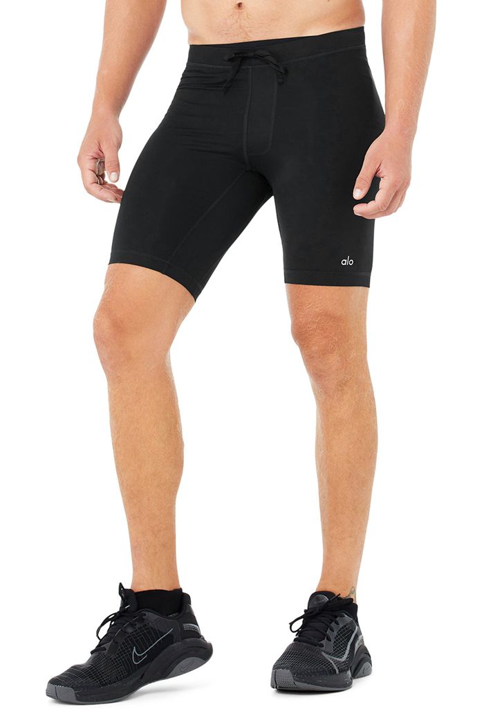 Short Alo Yoga 9 Warrior Compression Hombre Negros | 096413UXL