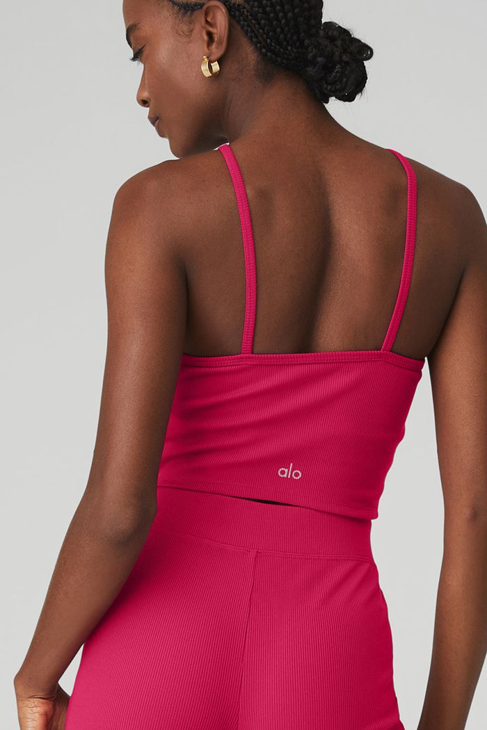 Short Alo Yoga Goddess Ribbed High-Cintura Hot Mujer Rojos | 254810SVF