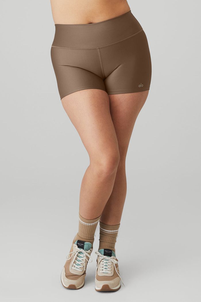 Short Alo Yoga High-Cintura Airlift Mujer Marrom | 918620PBN