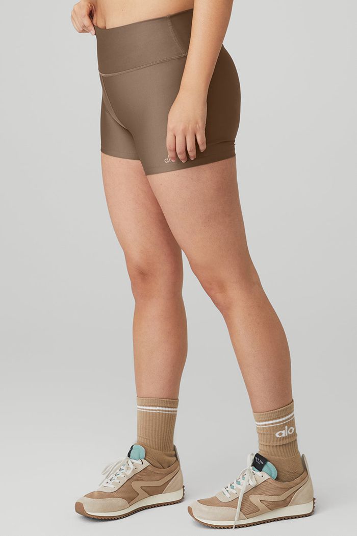 Short Alo Yoga High-Cintura Airlift Mujer Marrom | 918620PBN