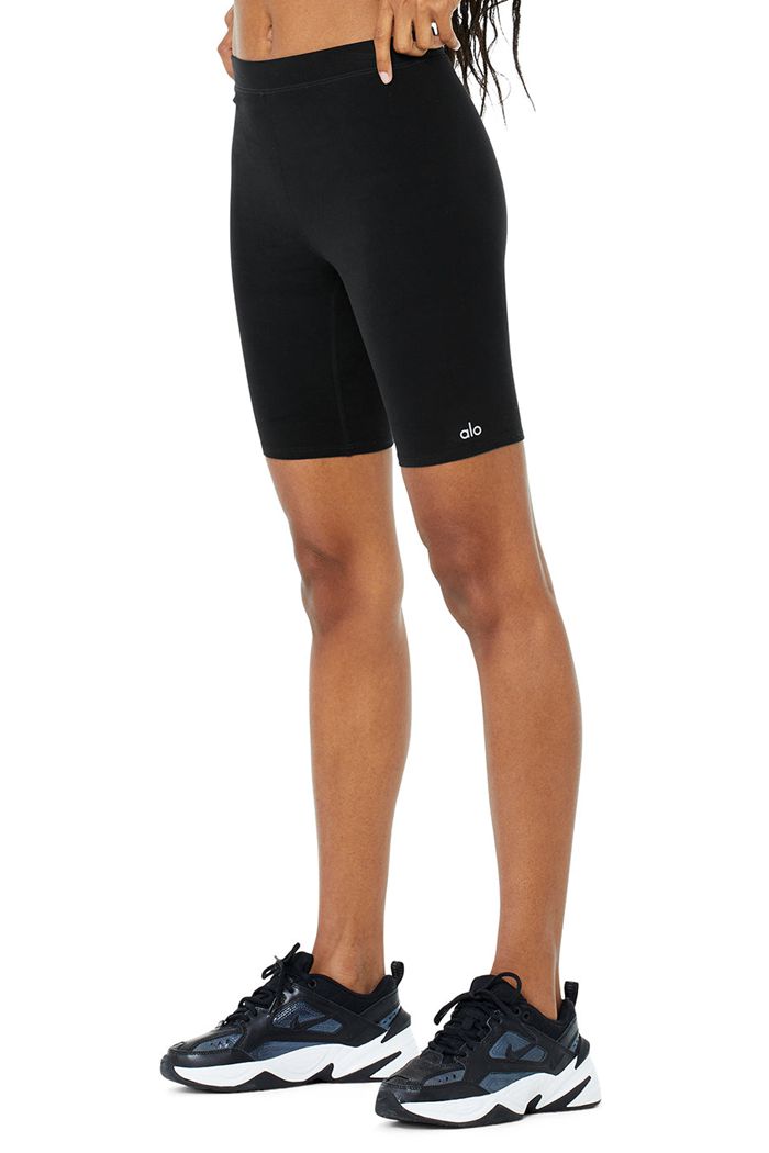 Short Alo Yoga High-Cintura Alosoft Flow Ciclismo Mujer Negros | 841097JOS