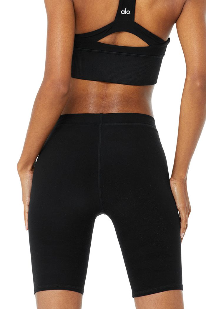 Short Alo Yoga High-Cintura Alosoft Flow Ciclismo Mujer Negros | 841097JOS