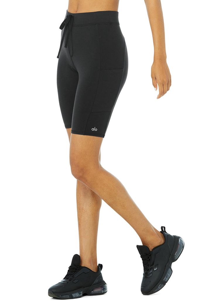 Short Alo Yoga High-Cintura Checkpoint Ciclismo Mujer Negros | 708651JKG