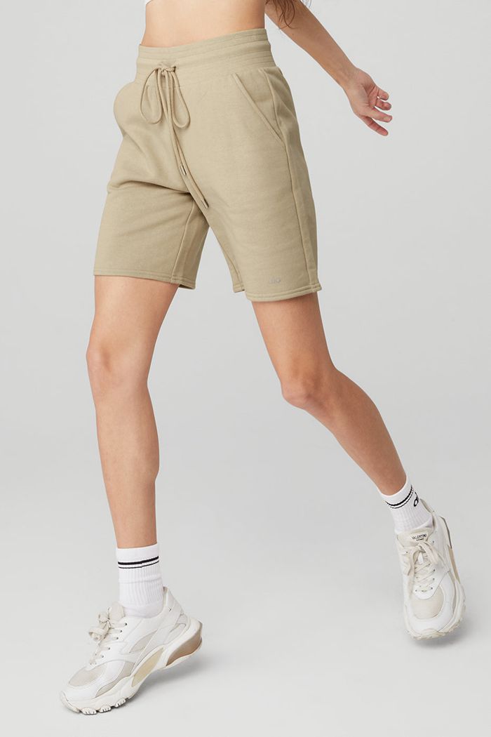 Short Alo Yoga High-Cintura Easy Sweat Mujer Marrom | 923604GAV