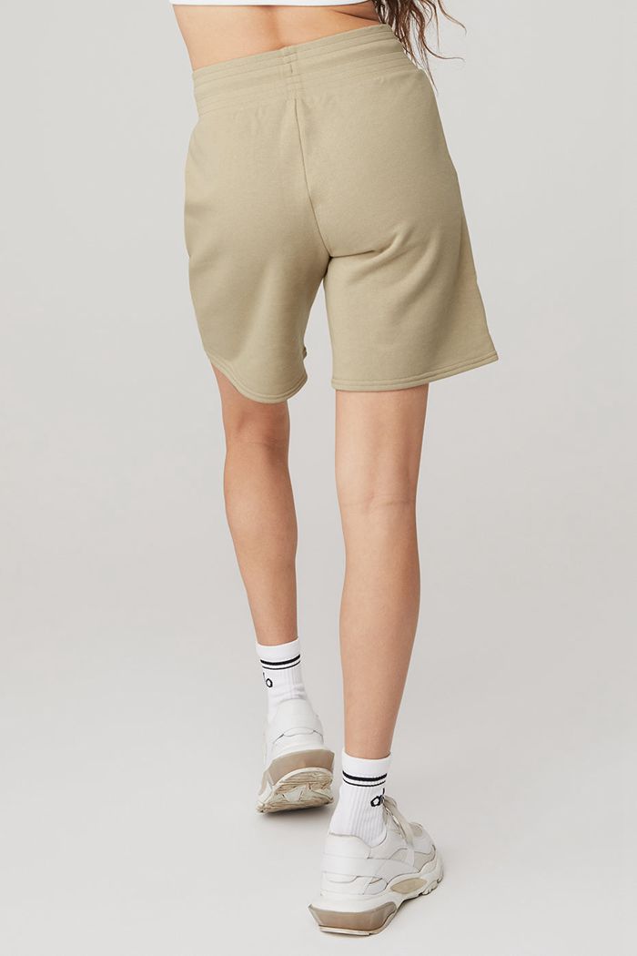 Short Alo Yoga High-Cintura Easy Sweat Mujer Marrom | 923604GAV