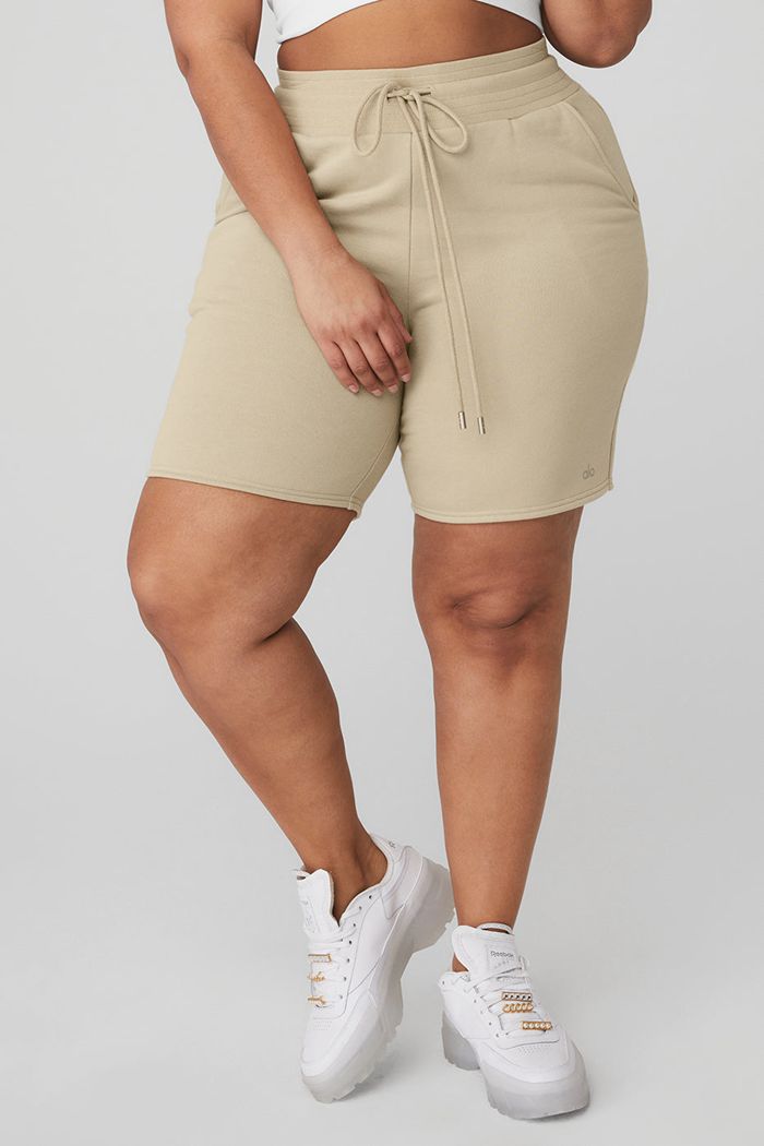 Short Alo Yoga High-Cintura Easy Sweat Mujer Marrom | 923604GAV