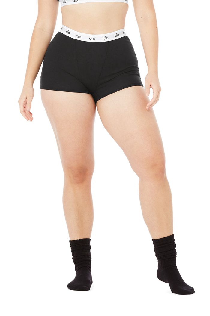 Short Alo Yoga Icon Ribbed Boy Mujer Negros | 437928RWQ