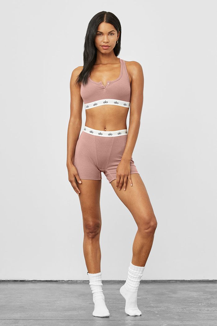 Short Alo Yoga Icon Ribbed Boy Mujer Rojos Oscuro | 016728ZJX