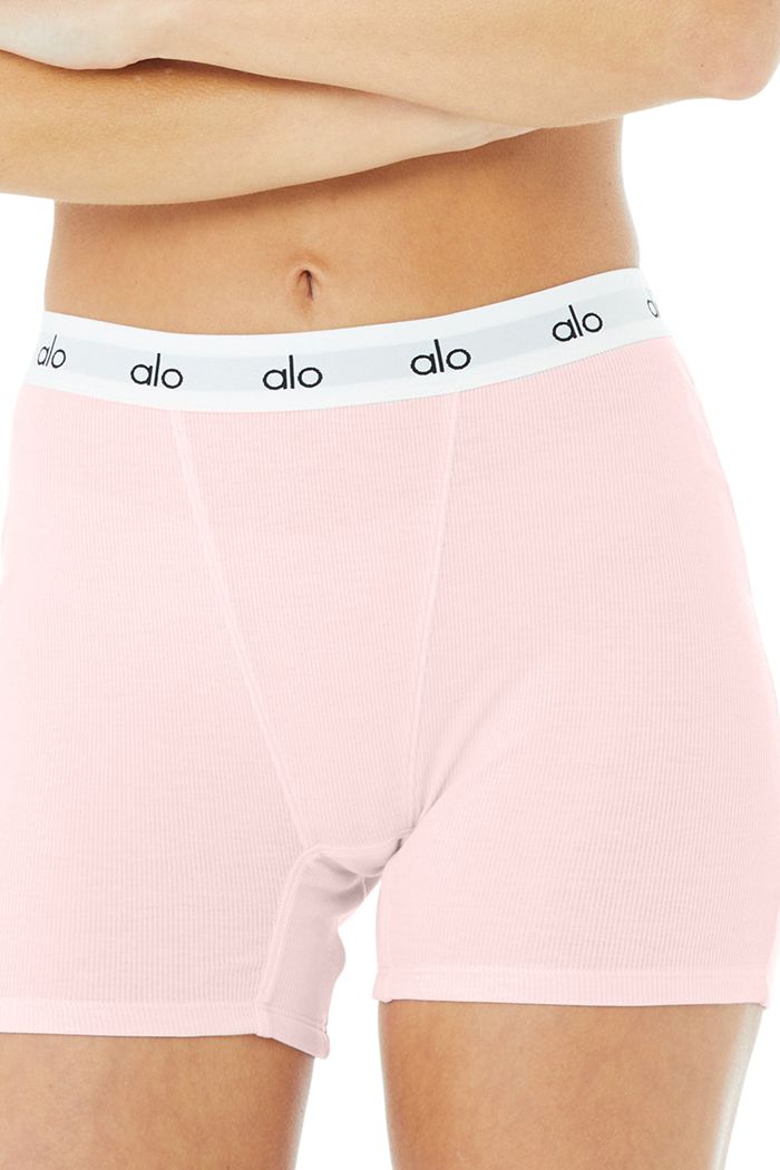 Short Alo Yoga Icon Ribbed Boy Mujer Rosas | 968725KZW