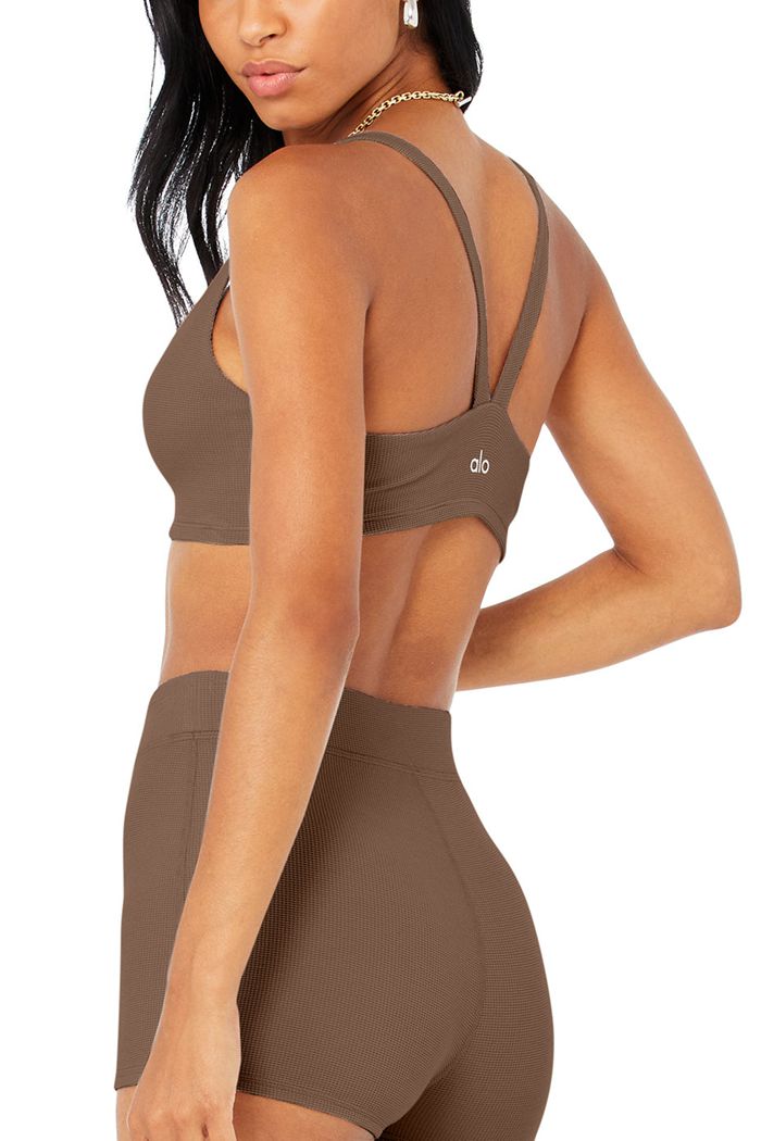 Short Alo Yoga Micro Waffle Pleasant Boy Mujer Marrom | 712409SZN
