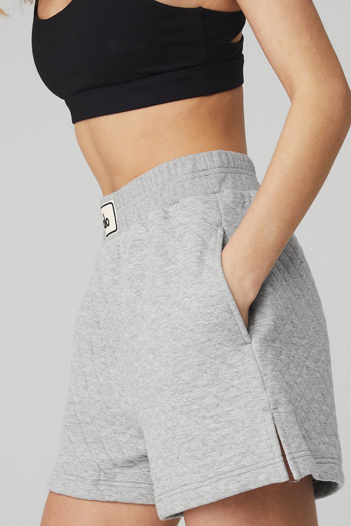Short Alo Yoga Quilted Arena Boxing Mujer Grises | 358426CZI