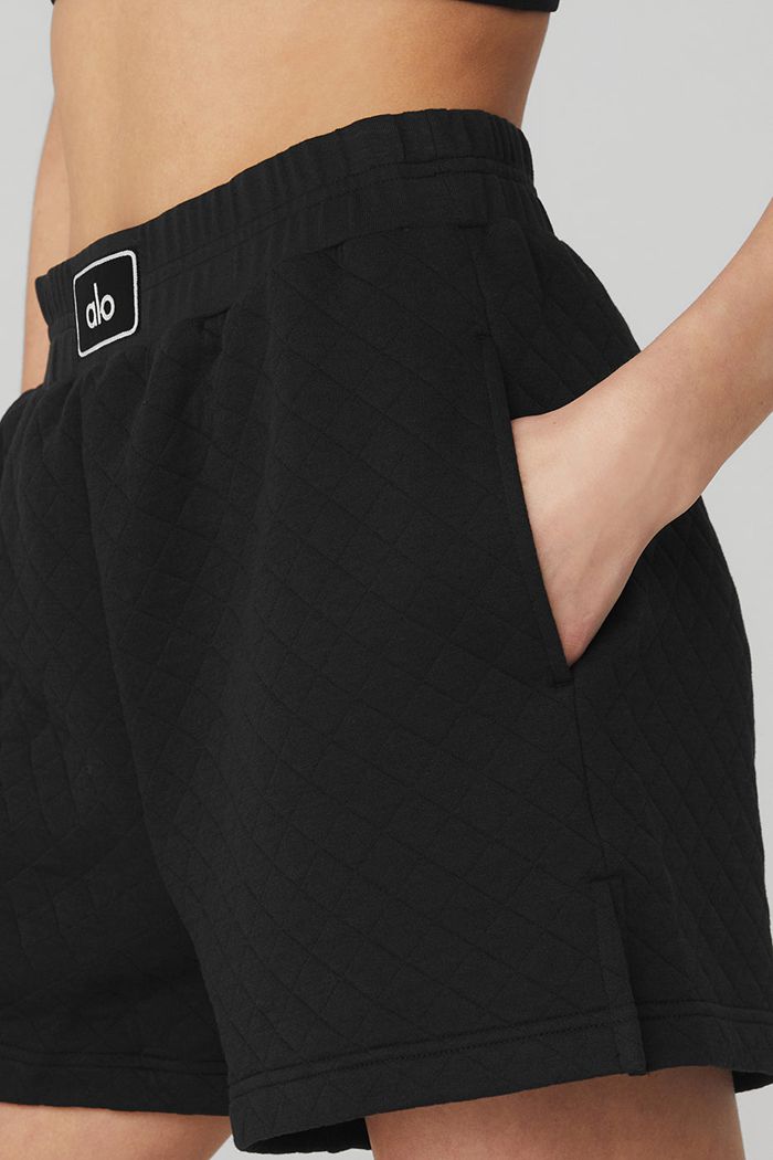 Short Alo Yoga Quilted Arena Boxing Mujer Negros | 425083FQX