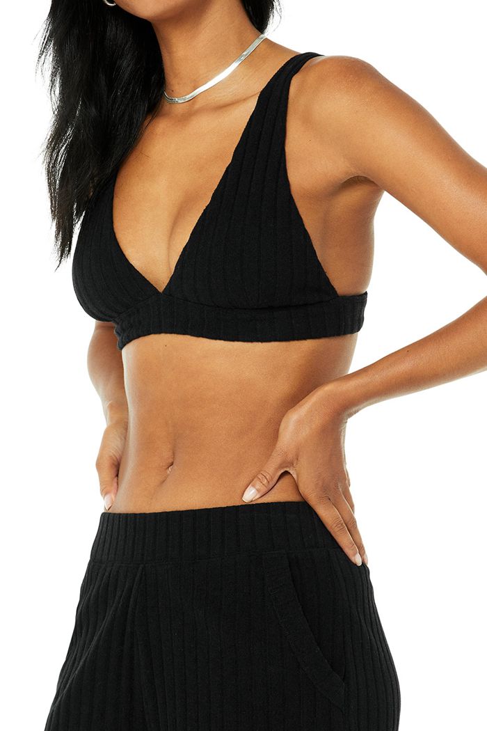 Short Alo Yoga Ribbed Take Comodidad Mujer Negros | 012384XVH
