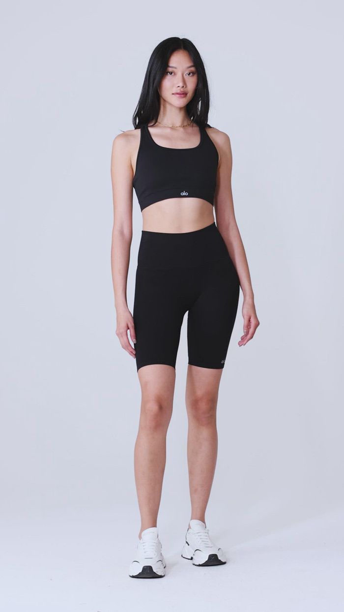 Short Alo Yoga Seamless High-Cintura Ribbed Ciclismo Mujer Azules | 324170FYN