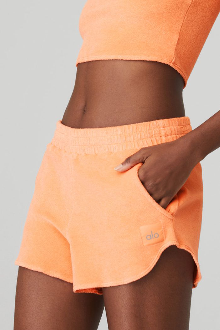 Short Alo Yoga Terry High-Cintura Beachside Mujer Naranjas | 157649GNB