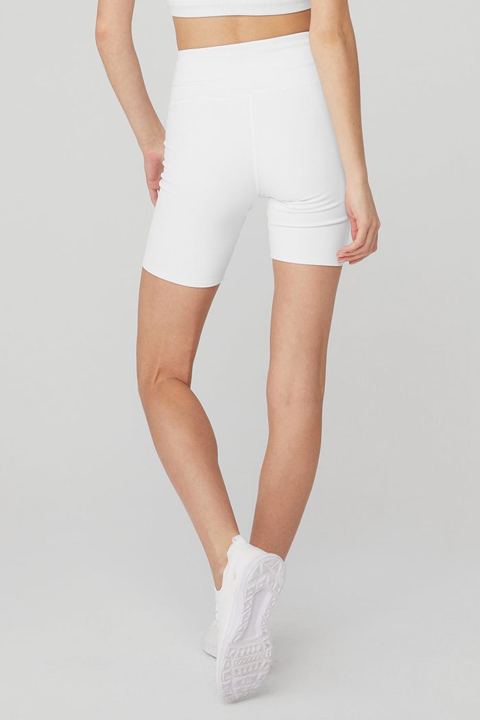 Short Alo Yoga Yogi Encaje Up Mujer Blancos | 407612VNT