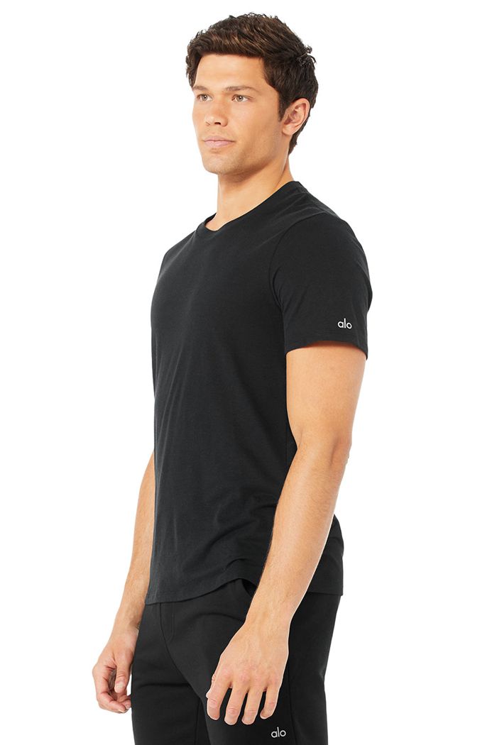 Short Sleeve Alo Yoga Airwave Tee Hombre Negros | 285196RDW