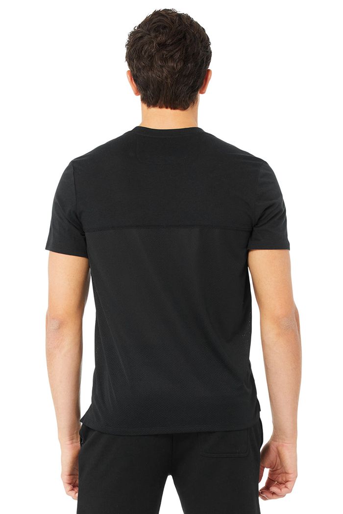 Short Sleeve Alo Yoga Airwave Tee Hombre Negros | 285196RDW
