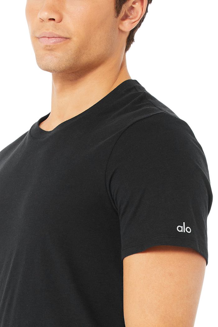 Short Sleeve Alo Yoga Airwave Tee Hombre Negros | 285196RDW
