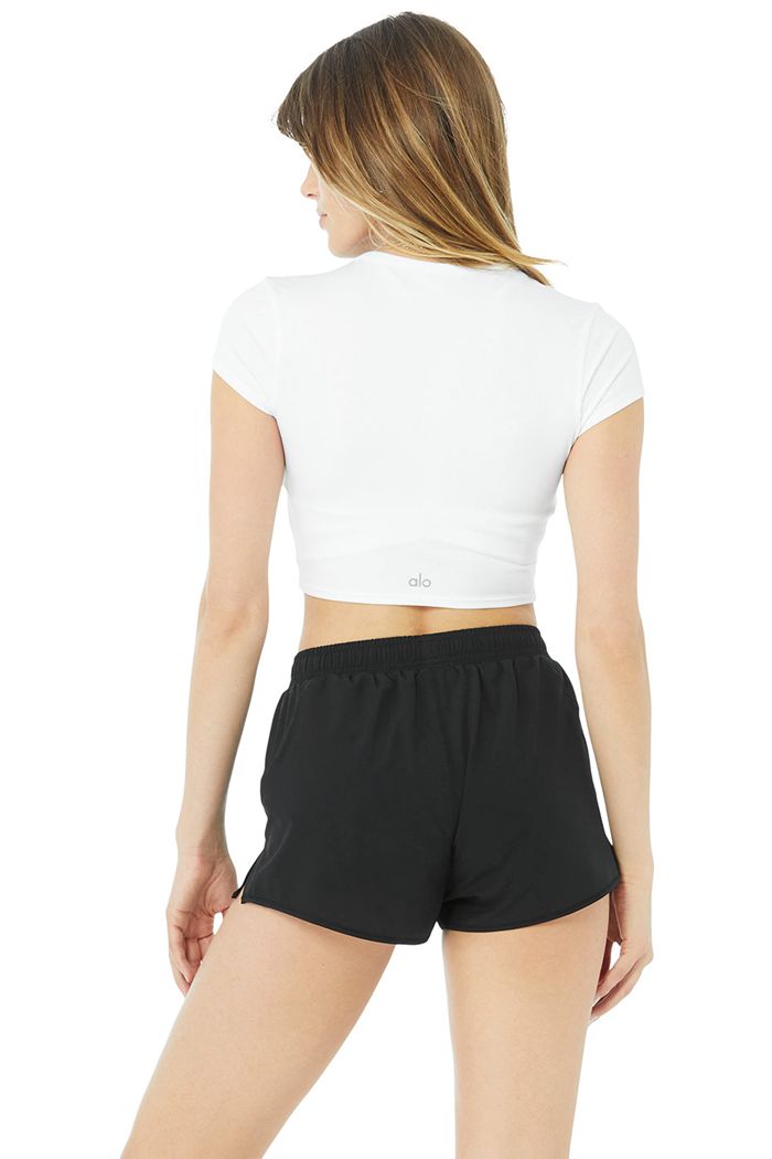 Short Sleeve Alo Yoga Alosoft Crop Finesse Mujer Blancos | 973046JGL