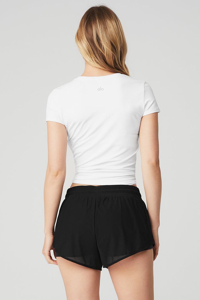Short Sleeve Alo Yoga Alosoft Finesse Tee Mujer Blancos | 627304SLV