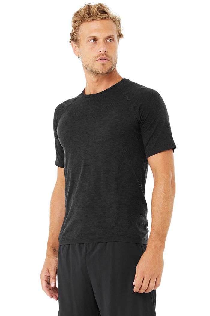 Short Sleeve Alo Yoga Amplify Seamless Tee Hombre Negros | 561023MAH
