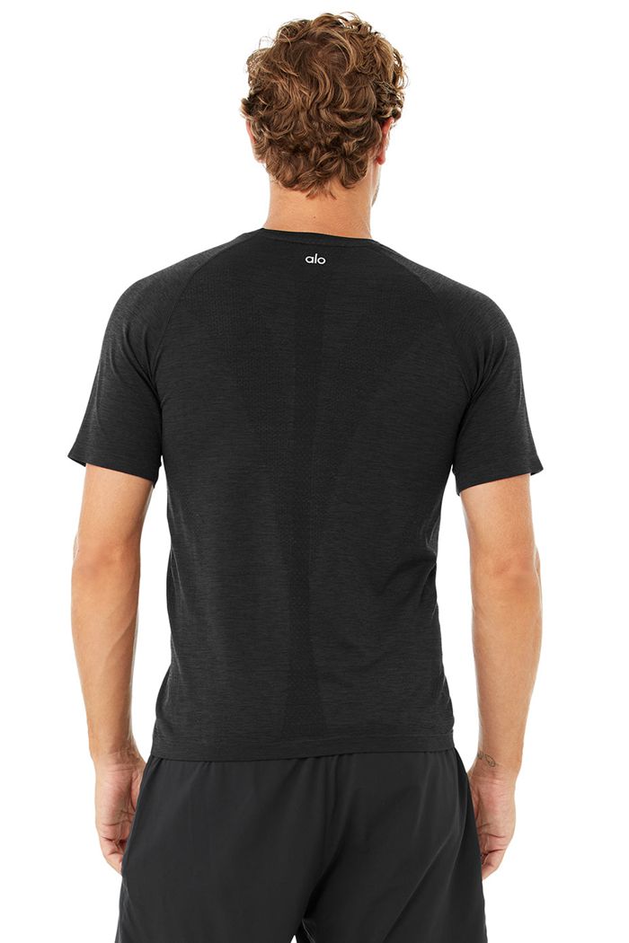 Short Sleeve Alo Yoga Amplify Seamless Tee Hombre Negros | 561023MAH