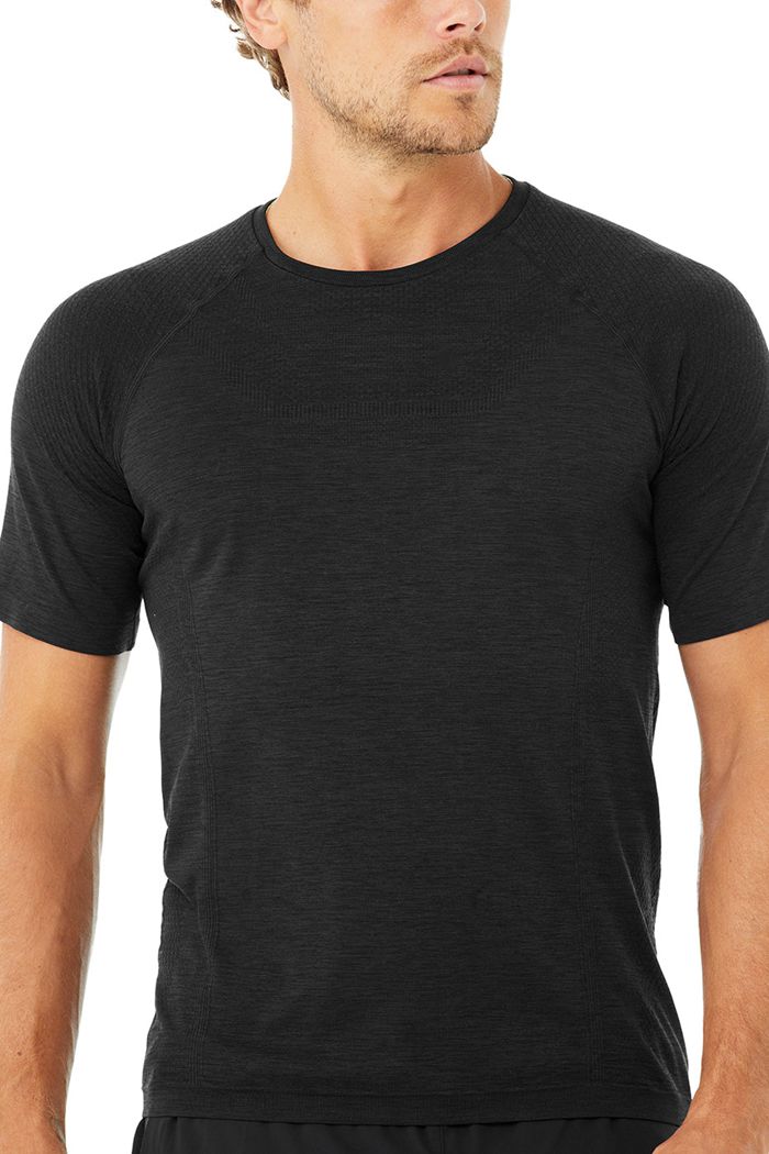 Short Sleeve Alo Yoga Amplify Seamless Tee Hombre Negros | 561023MAH
