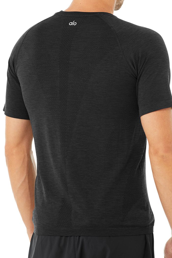 Short Sleeve Alo Yoga Amplify Seamless Tee Hombre Negros | 561023MAH