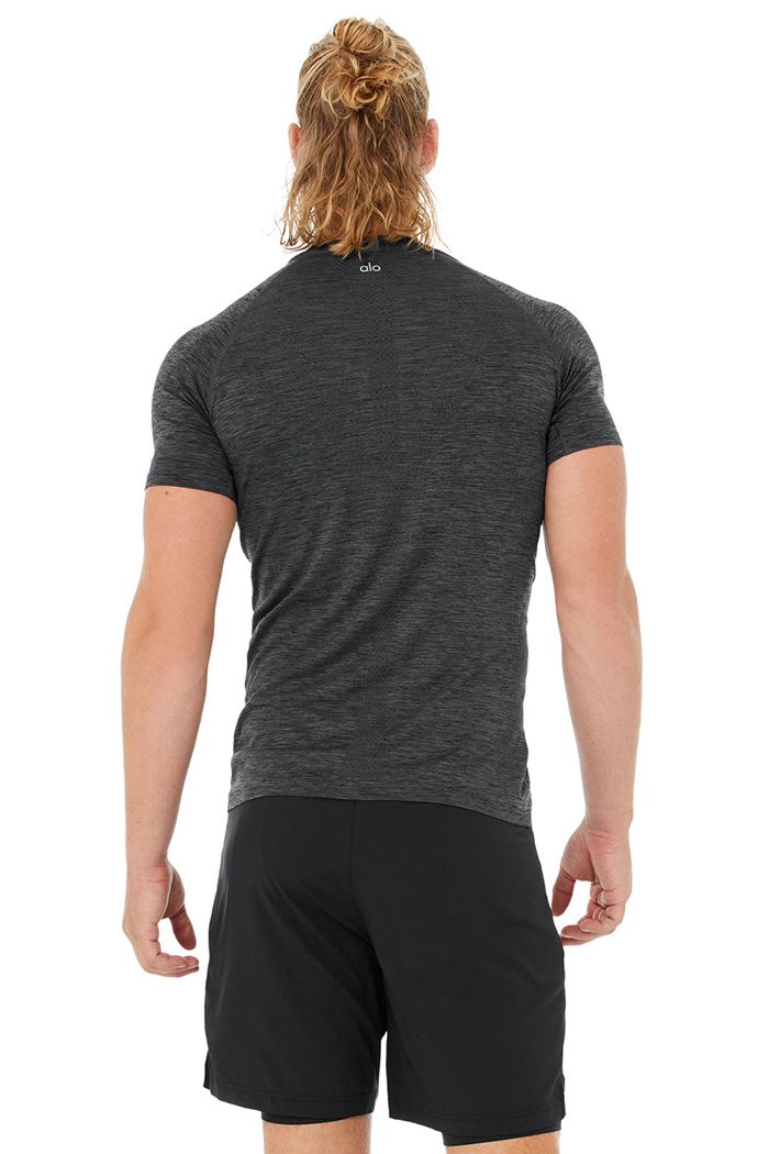 Short Sleeve Alo Yoga Amplify Seamless Tee Hombre Negros | 869235ZLU