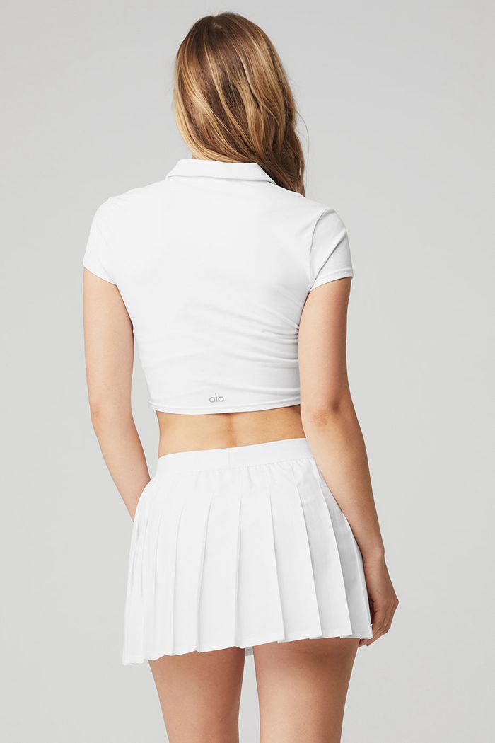 Short Sleeve Alo Yoga Choice Polo Mujer Blancos | 860425LRM