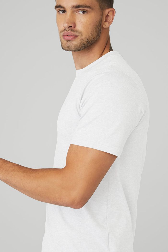 Short Sleeve Alo Yoga Conquer Reform Crewneck Hombre Blancos | 689127UDF