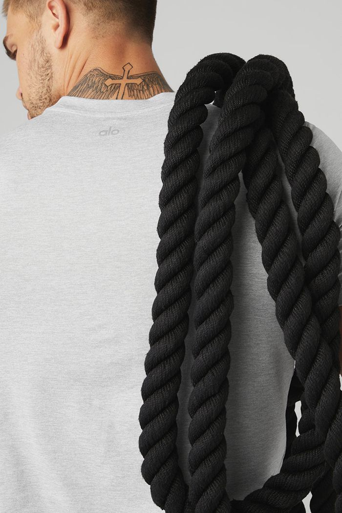 Short Sleeve Alo Yoga Conquer Reform Crewneck Hombre Grises | 861405KHJ