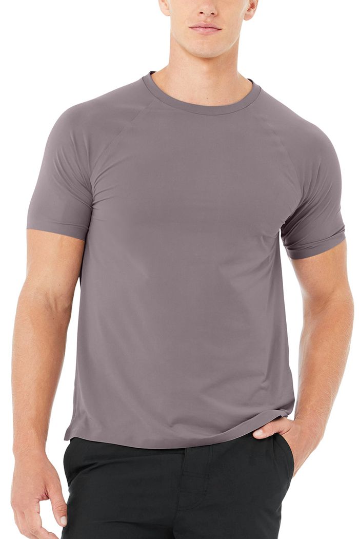 Short Sleeve Alo Yoga Idol Performance Tee Hombre Morados | 325947FVE