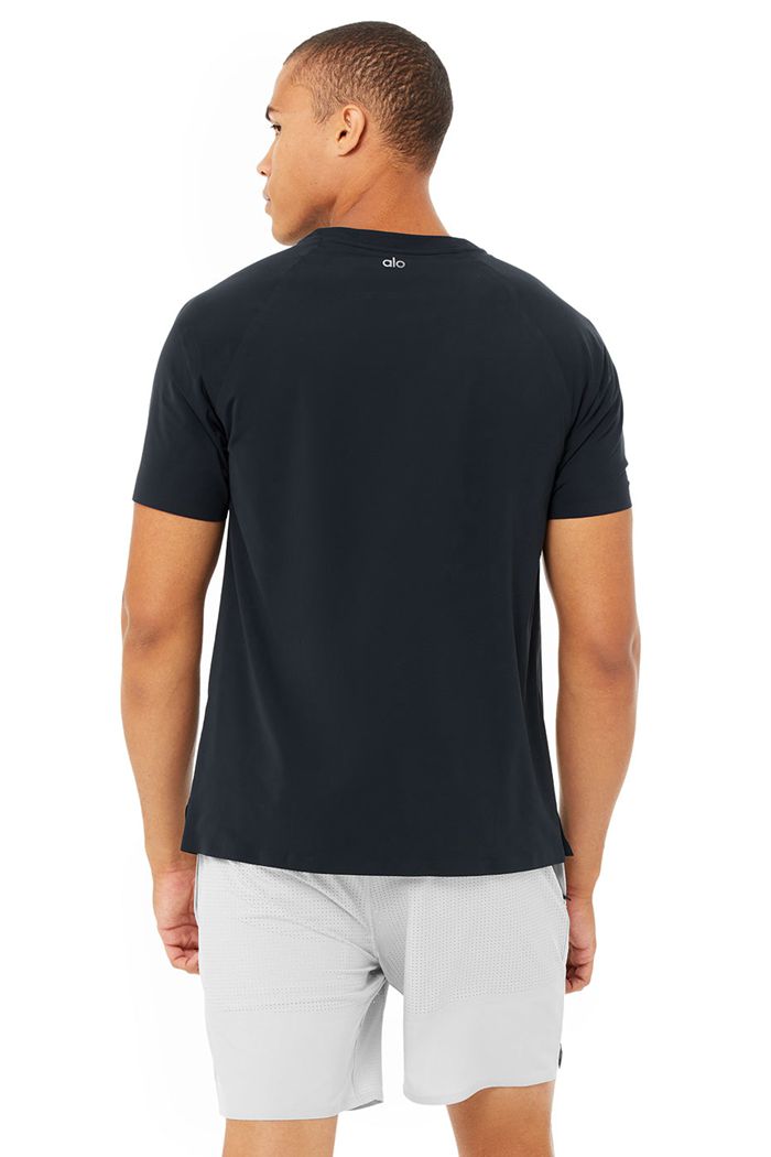 Short Sleeve Alo Yoga Idol Performance Tee Hombre Azul Marino | 362508BKI