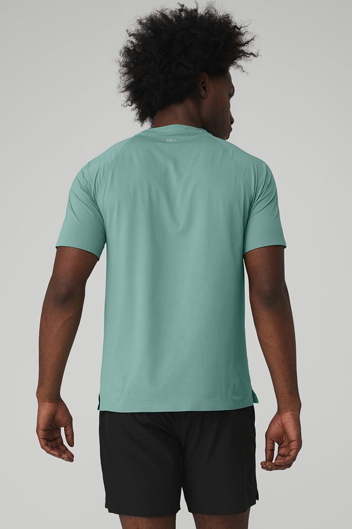 Short Sleeve Alo Yoga Idol Performance Tee Hombre Azules | 860917YOQ