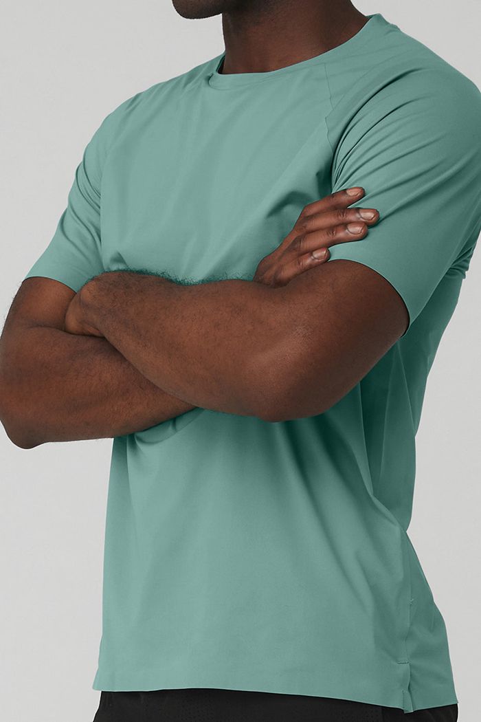 Short Sleeve Alo Yoga Idol Performance Tee Hombre Azules | 860917YOQ