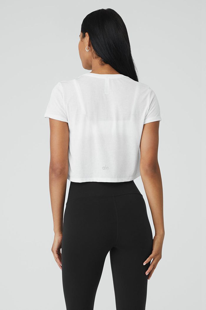 Short Sleeve Alo Yoga Laid Back Tee Mujer Blancos | 270495CGP